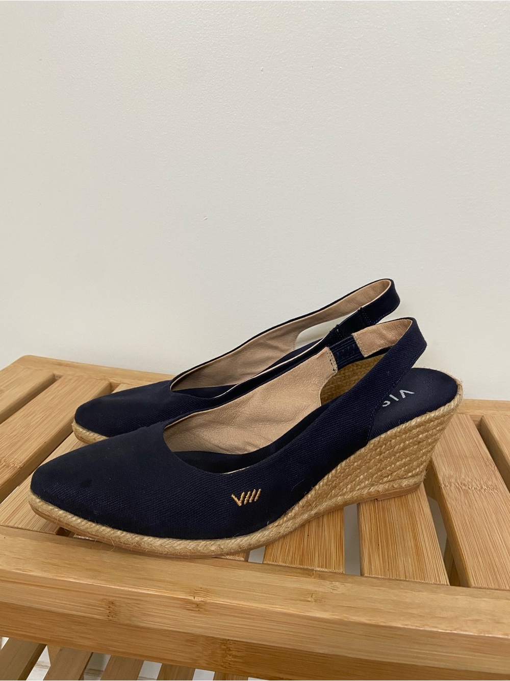 Navy Canvas Slingback Espadrille Wedge
